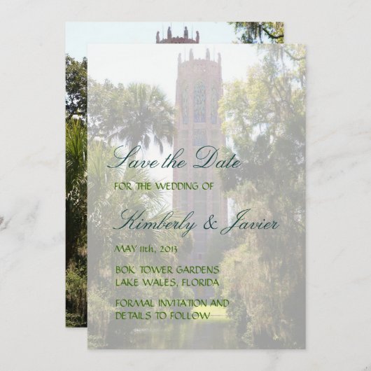Bok Tower Wedding Save The Date (Voorkant / Achterkant)