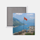 Boka Kotorska in Montenegro Square Magnet (Voorkant / Achterkant)
