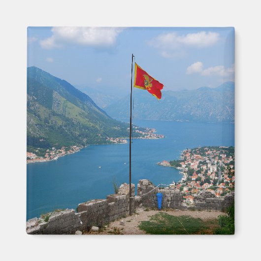 Boka Kotorska in Montenegro Square Magnet (Voorkant)