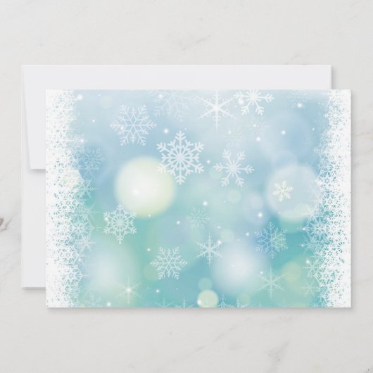 Bokah Snowflakes Winter Weddenschap Kaart (Achterkant)