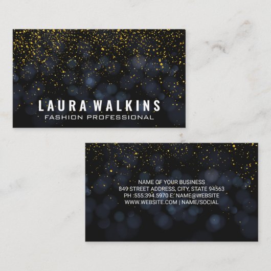 Boke Dark Blue | Goud Gespikkeld Visitekaartje (Voorkant / Achterkant)