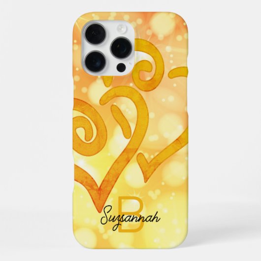 Bokeh achtergrond Gold Linked Heart Monogram iPhone Hoesje (Achterkant)