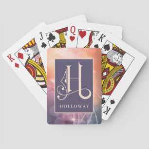 Bokeh-achtergrond H-monogram, personaliseer Pokerkaarten