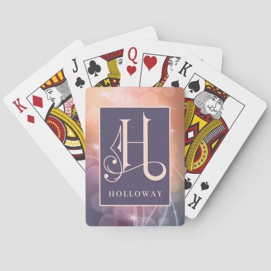 Bokeh-achtergrond  H-monogram, personaliseer Pokerkaarten (Achterkant)