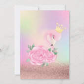 Bokeh, Baby roze flamingo Holographic Baby shower Kaart (Achterkant)