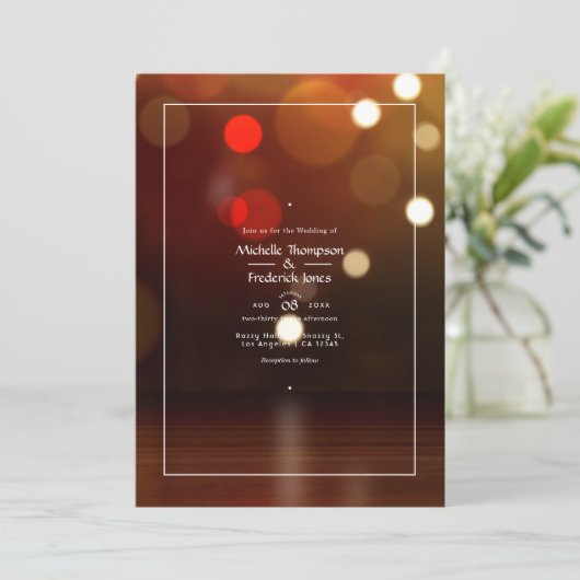 Bokeh Beach Wedding Invitation Kaart (Staand voorkant)