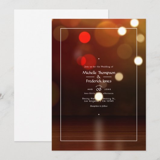 Bokeh Beach Wedding Invitation Kaart (Voorkant / Achterkant)