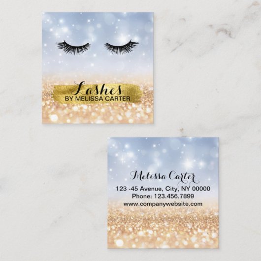 Bokeh Beauty Salon Make-up Artiest Lash Extensions Vierkante Visitekaartje (Voorkant / Achterkant)