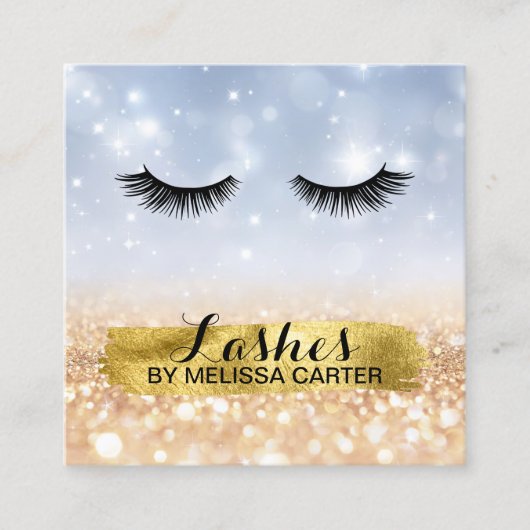 Bokeh Beauty Salon Make-up Artiest Lash Extensions Vierkante Visitekaartje (Voorkant)