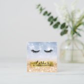 Bokeh Beauty Salon Make-up Artiest Lash Extensions Vierkante Visitekaartje (Staand voorkant)