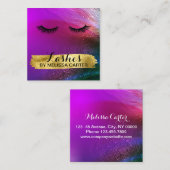 Bokeh Beauty Salon Make-up Artiest Lash Extensions Vierkante Visitekaartje (Voorkant / Achterkant)