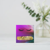 Bokeh Beauty Salon Make-up Artiest Lash Extensions Vierkante Visitekaartje (Staand voorkant)