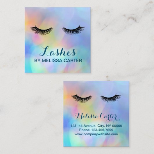 Bokeh Beauty Salon Make-up Artiest Lash Extensions Vierkante Visitekaartje (Voorkant / Achterkant)