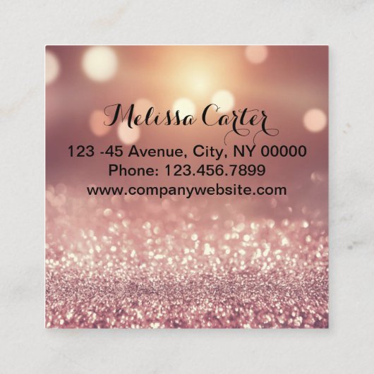 Bokeh Beauty Salon Make-up Artiest Lash Extensions Vierkante Visitekaartje (Achterkant)