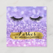 Bokeh Beauty Salon Make-up Artiest Lash Extensions Vierkante Visitekaartje (Voorkant)
