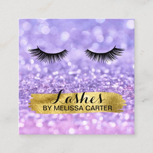 Bokeh Beauty Salon Make-up Artiest Lash Extensions Vierkante Visitekaartje (Voorkant)