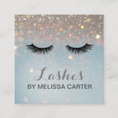Bokeh Beauty Salon Make-up Artiest Lash Extensions Vierkante Visitekaartje (Voorkant)