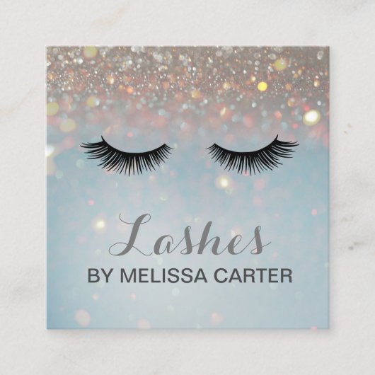 Bokeh Beauty Salon Make-up Artiest Lash Extensions Vierkante Visitekaartje (Voorkant)