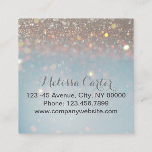 Bokeh Beauty Salon Make-up Artiest Lash Extensions Vierkante Visitekaartje (Achterkant)