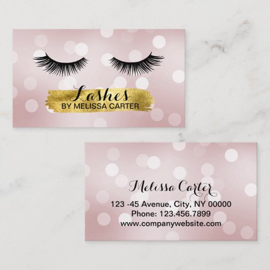 Bokeh Beauty Salon Make-up Artiest Lash Extensions Visitekaartje (Voorkant / Achterkant)