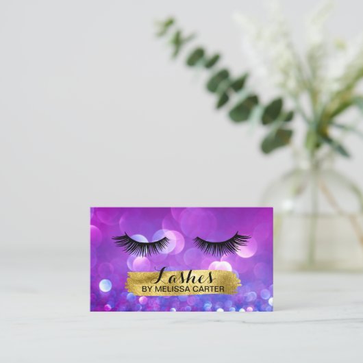 Bokeh Beauty Salon Make-up Artiest Lash Extensions Visitekaartje (Staand voorkant)