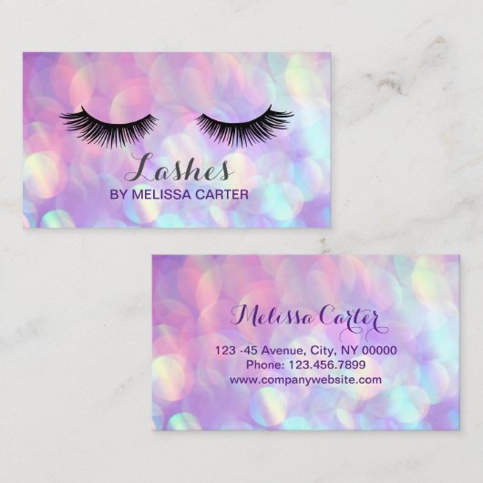 Bokeh Beauty Salon Make-up Artiest Lash Extensions Visitekaartje (Voorkant / Achterkant)
