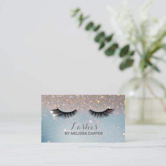 Bokeh Beauty Salon Make-up Artiest Lash Extensions Visitekaartje (Staand voorkant)