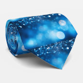 Bokeh Blauwe Bruiloft Glitter Stropdas (Opgerold)