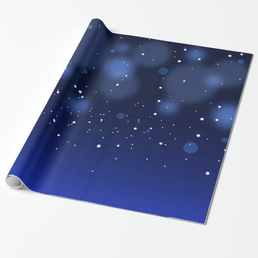 Bokeh Blue Abstract Starry Sky Cadeaupapier (Uitgerold)