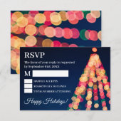 Bokeh Boomlichten, Kerst RSVP Kaartje (Voorkant / Achterkant)