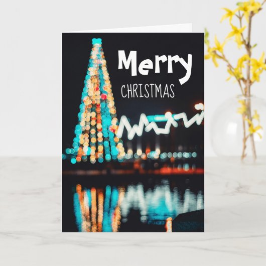 Bokeh-boomlichten, kerstgroet kaart (Gele Bloem)