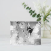 Bokeh Bubbles Flying Hummingbird - B&W Briefkaart (Staand voorkant)