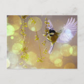 Bokeh Bubbles Flying Hummingbird - Geel Briefkaart (Voorkant)