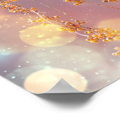 Bokeh Bubbles Flying Hummingbird - Sinaasappel Poster (Hoek)