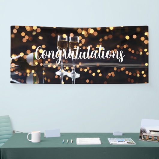 Bokeh champagneglazen spandoek (Beurs)