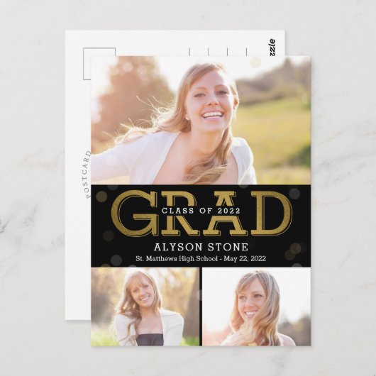 Bokeh Collage EDITABLE COLOR Afstuderen Briefkaart (Voorkant / Achterkant)