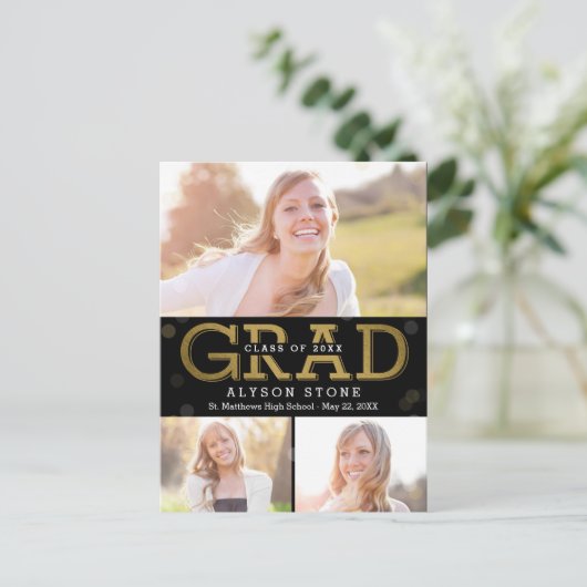 Bokeh Collage EDITABLE COLOR-Afstuderen Briefkaart (Staand voorkant)