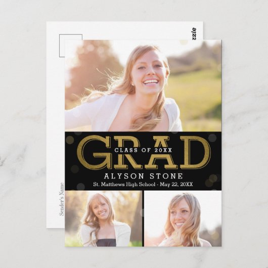 Bokeh Collage EDITABLE COLOR-Afstuderen Briefkaart (Voorkant / Achterkant)