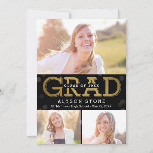 Bokeh Collage EDITABLE COLOR Afstuderen Kaart (Voorkant)