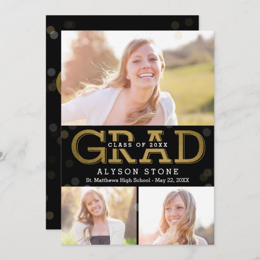 Bokeh Collage EDITABLE COLOR Afstuderen Kaart (Voorkant / Achterkant)