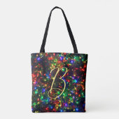 Bokeh Colorful Burry Kerstlamsmonogram Tote Bag (Achterkant)