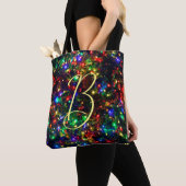 Bokeh Colorful Burry Kerstlamsmonogram Tote Bag (Dichtbij)
