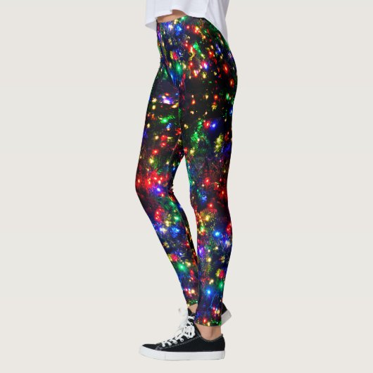 Bokeh Colorful Lights Festive Fun kerstlampjes Leggings (Links)