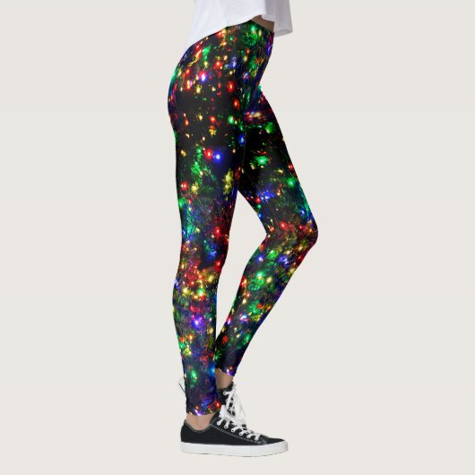 Bokeh Colorful Lights Festive Fun kerstlampjes Leggings (Rechts)