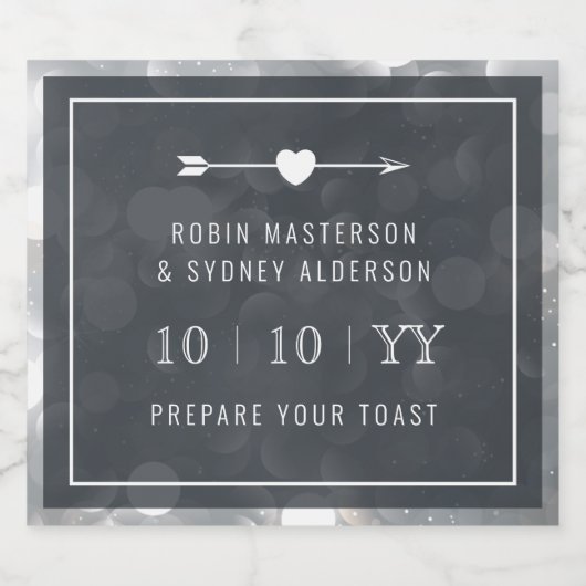 Bokeh | De datum opslaan | Bierlabel | Zilver Bier Etiket (Enkel label)