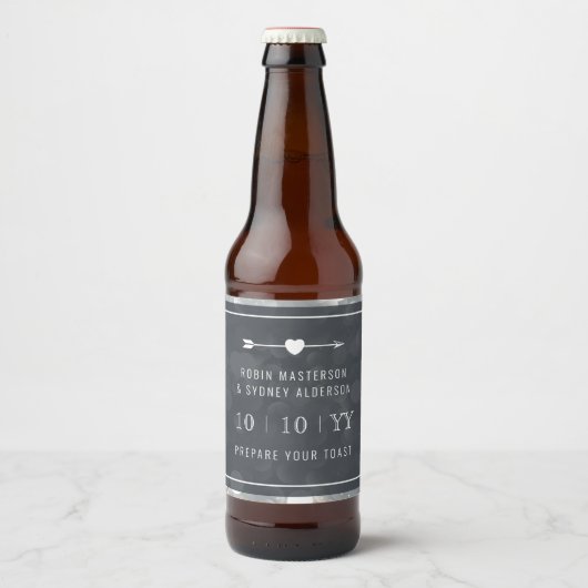 Bokeh | De datum opslaan | Bierlabel | Zilver Bier Etiket (Voorkant)