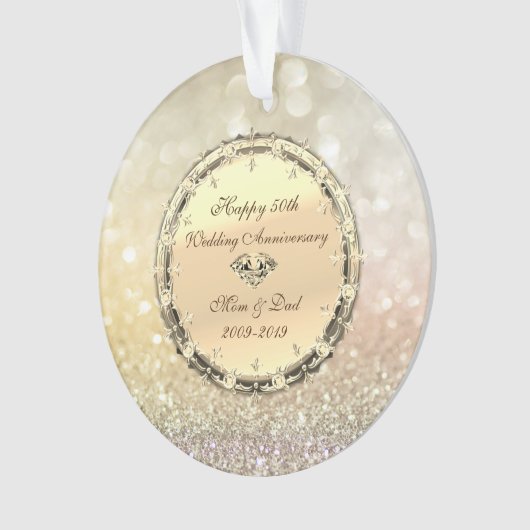 Bokeh, Diamonds 50th Wedding Jubileum Ornament (voorkant)