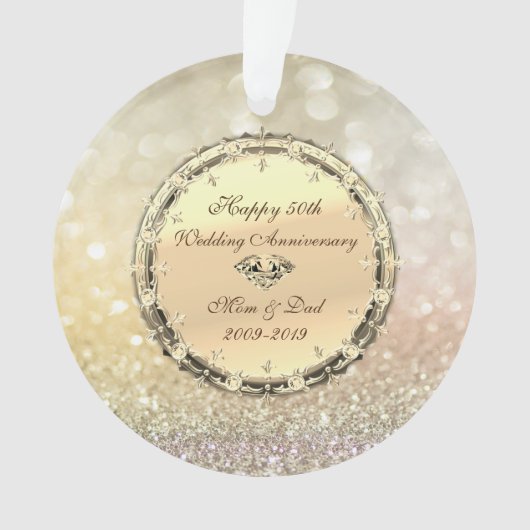 Bokeh, Diamonds 50th Wedding Jubileum Ornament (voorkant)