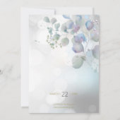 Bokeh Dusty Blue Laurel Eucalyptus Save the Date Kaart (Achterkant)