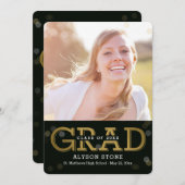 Bokeh Editable Color Photo Afstuderen Invitation Kaart (Voorkant / Achterkant)